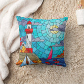Coussin Phare et navires rouges et blancs (Couverture)