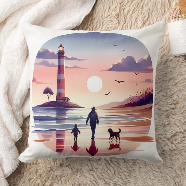 Coussin Phare Sunset Walk Côté littoral (Couverture)