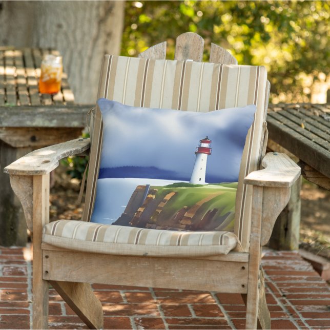 Coussin Phare sur les falaises Aquarelle (Chaise)