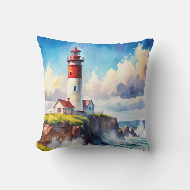 Coussin Phare sur une falaise (Recto)