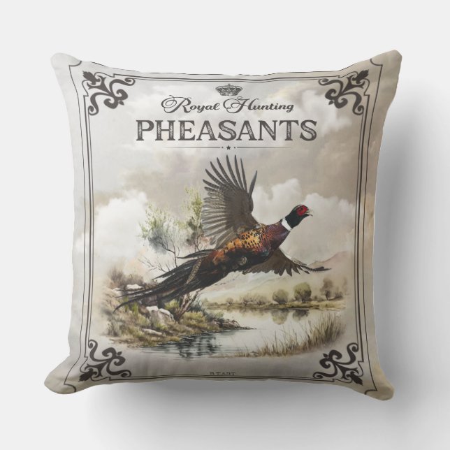 Coussin Phéasants, Chasse royale (Recto)