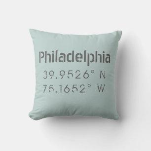 Coussin Philadelphie Longitude Latitude Jeu d'oreiller