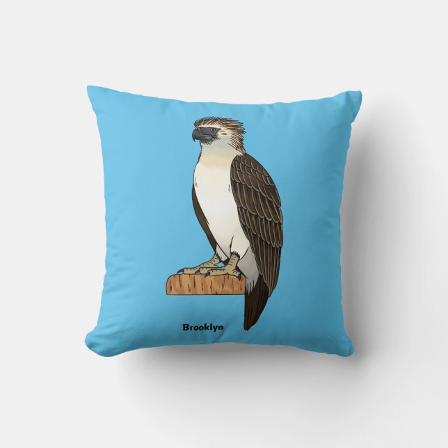 Coussin Philippine eagle bird cartoon illustration (Recto)
