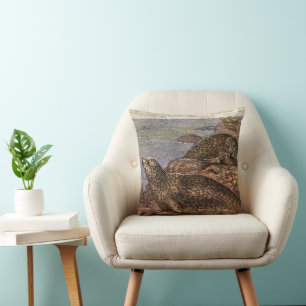Coussin Phoques, Animaux Marins de la Vie Océanique Ancien