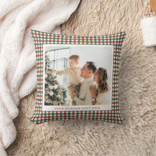 Coussin Photo à carreaux rouges et verts