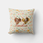 Coussin photo à double coeur personnalisé Kawaii R (Recto)