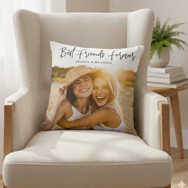 Coussin Photo Amis les Meilleurs Personnalisés  (Créateur téléchargé)