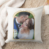 Coussin Photo Arch Elegant Gold Script Monogramme Mariage (Couverture)