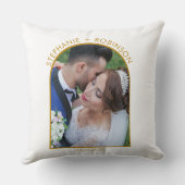 Coussin Photo Arch Elegant Gold Script Monogramme Mariage (Verso)