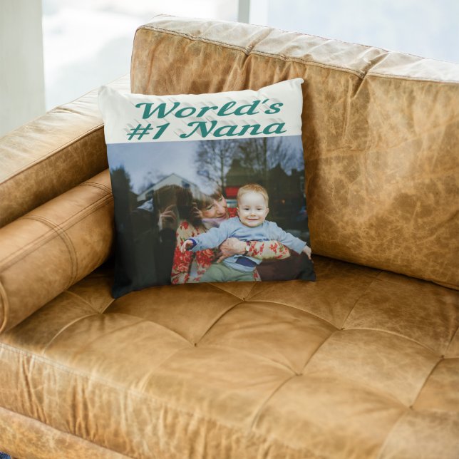 Coussin Photo avec texte vert Nana  (Créateur téléchargé)