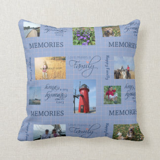 Coussin Photo Collage Blue Family