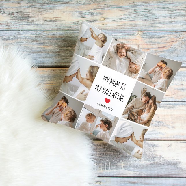 Coussin Photo Collage | Ma mère est mon cadeau Valentine (Créateur téléchargé)