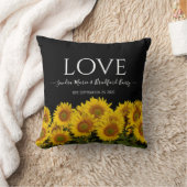 Coussin Photo collage moderne tournesol noir Mariage Throw (Couverture)