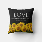 Coussin Photo collage moderne tournesol noir Mariage Throw (Verso)