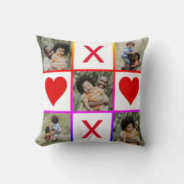 Coussin Photo Collage Tic Tac Toe Hugs Fête des pères Bais