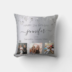 Coussin Photo d'anniversaire meilleur ami argent