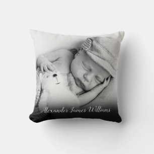 Coussin Photo de bébé et nom de script