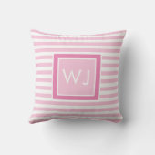 Coussin Photo de bébé fille au monogramme rose (Verso)