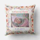 Coussin Photo de bébé, nom et date de naissance thème élép (Verso)