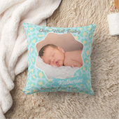 Coussin Photo de bébé pastel bleu jaune léopard (Couverture)