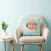 Coussin Photo de bébé pastel bleu jaune léopard (Chaise)