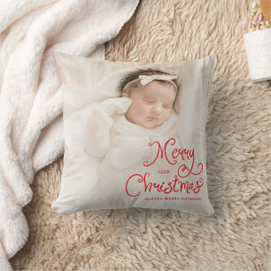 Coussin Photo de bébé pour un joyeux Noël