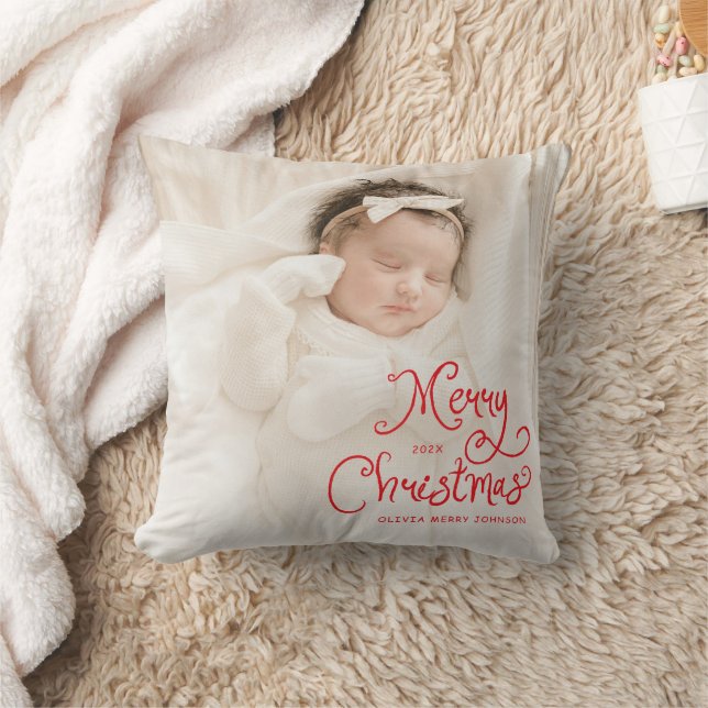 Coussin Photo de bébé pour un joyeux Noël (Couverture)