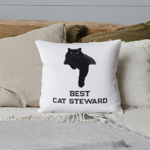 Coussin Photo de chat noir mignon personnalisé Citation dr