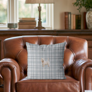 Coussin Photo de chien découpée sur plaid de manoir campag