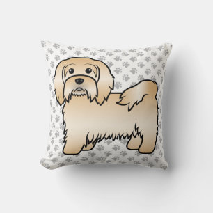 Coussin Photo de Chien en Caricature Cute Havanais Fawn Il