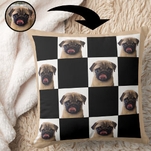 Coussin Photo de chiot de chien noir et blanc