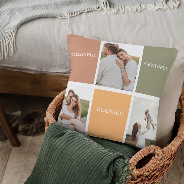 Coussin Photo de collection familiale | Merci béni Gratefu (Créateur téléchargé)