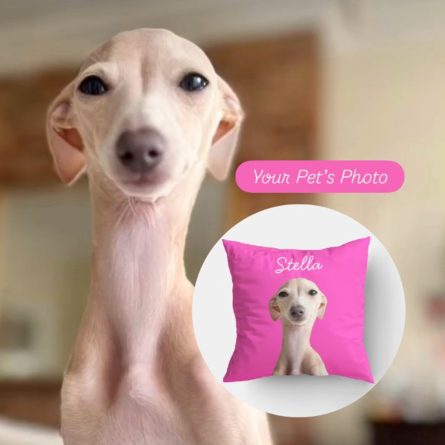Coussin Photo de compagnie moderne + Nom | Cadeau pour pap (Créateur téléchargé)
