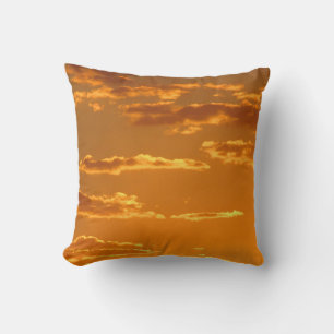 Coussin Photo de coucher de soleil ciel orange jaune lumin