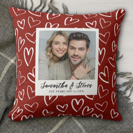 Coussin Photo de couple avec coeur pour la Saint-Valentin