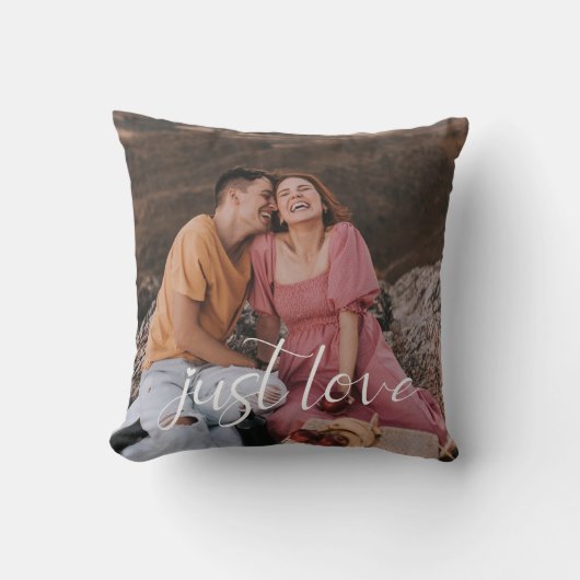 Coussin Photo de couple Just Love Script (Recto)