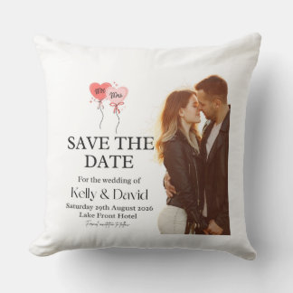 Coussin Photo de couple personnalisé et détails de mariage