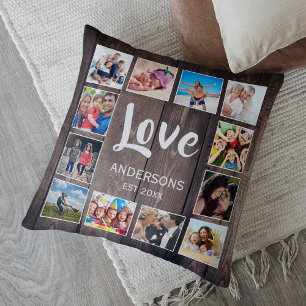 Coussin Photo de Custom Collage Rustic Farmhouse Love Fami