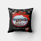 Coussin Photo de famille de l'Aquarelle rouge blanc mignon (Verso)