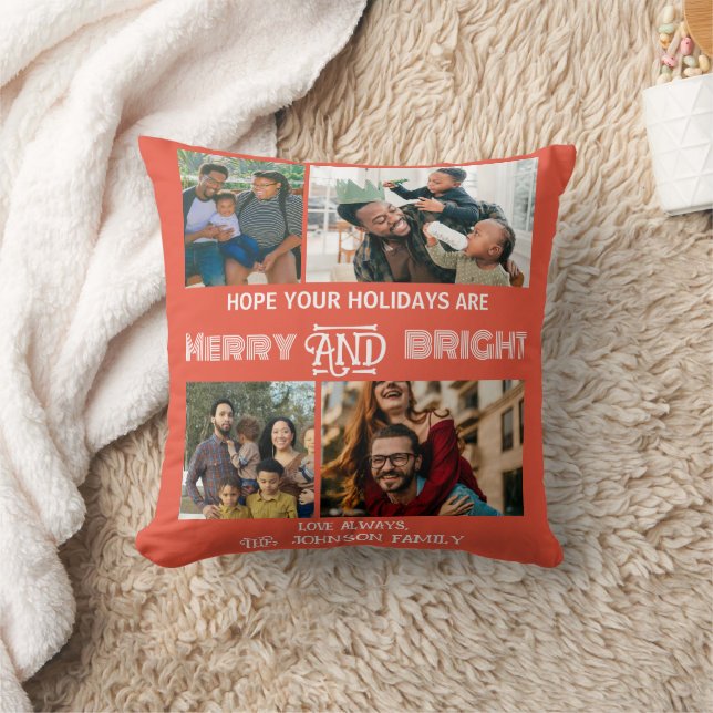 Coussin Photo de famille moderne et branchée Merry et Brig (Couverture)