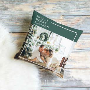 Coussin Photo de famille moderne Joyeux Joyeux Joyeux Bé