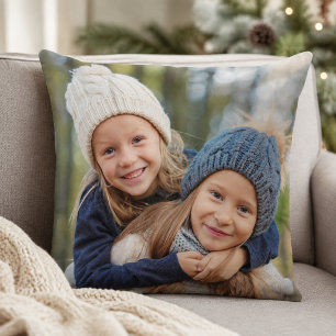 Coussin Photo de famille recto verso pour les fêtes saison
