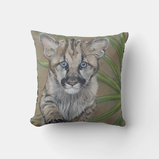Coussin photo de la faune de big cat cougar kitten (Recto)