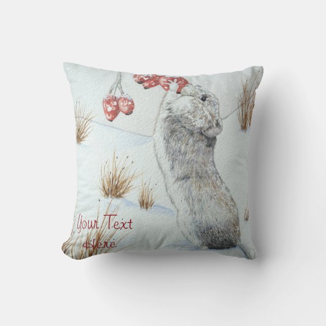 Coussin photo de la faune saisonnière de la neige de la so (Recto)