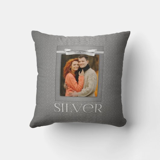 Coussin Photo de l'anniversaire du 25e Silver Mariage dama (Verso)
