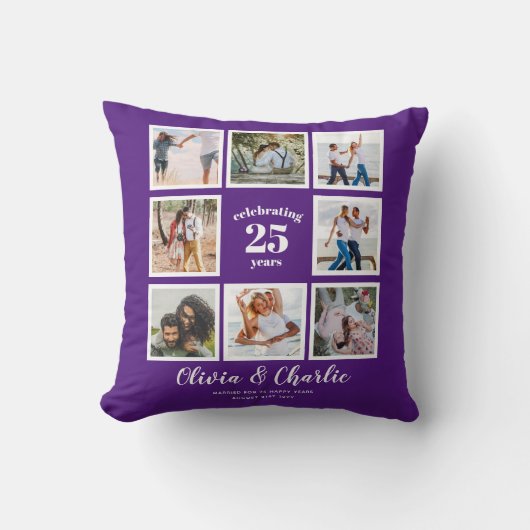 Coussin Photo de l'anniversaire du Mariage Parents (Recto)