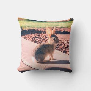 Coussin photo de lapin de Pâques printemps