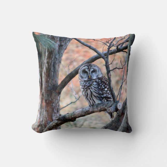 Coussin Photo de l'arbre de la Chouette Barred Wildlife (Recto)