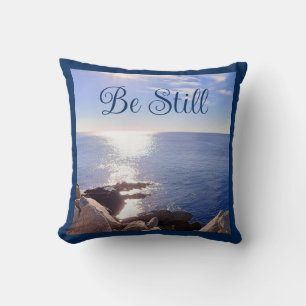 Coussin Photo de l'océan bleu calme Bible Verse Nom person