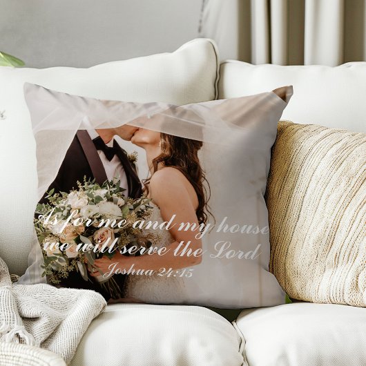 Coussin Photo de mariage avec Écriture chrétienne